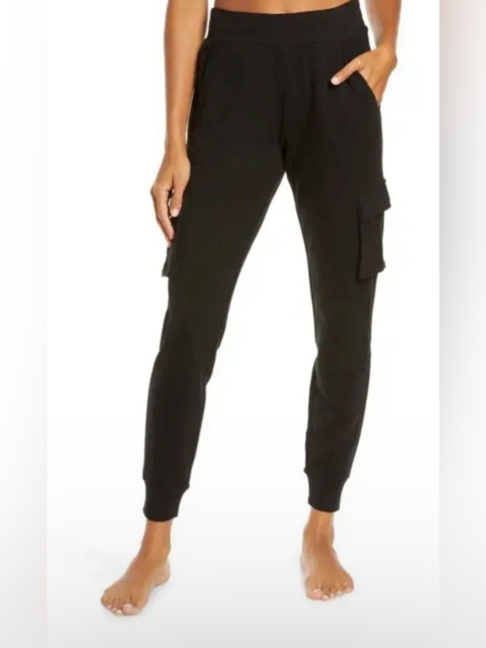 ALO Yoga Black Cargo Joggers with Tapered Cuff